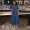 Oversized women's clothing, women's clothing, lapel buttons, long pockets, short sleeves, long dresses