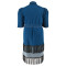 Large size women's denim collar short sleeved tassel two-color long dress