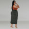Large size women's denim new fit zipper empty bag long skirt
