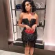 V-neck strapless, hip hugging, tassel sequin dress