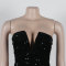 V-neck strapless, hip hugging, tassel sequin dress