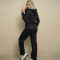 New embossed zipper hooded pocket stylish two-piece set