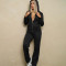 New embossed zipper hooded pocket stylish two-piece set