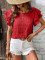 Spring and summer new round neck double ruffle sleeves casual top for women