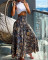 Fashionable retro printed high waisted wide leg pants, casual loose women's pants