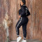Fashionable and casual temperament threaded embroidery zipper jacket set