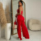 Fashion women's solid color sleeveless two-piece set new style