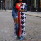 Splicing cardigan, double-layer thick sweater with star pattern, fashionable casual sweater