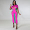 Full body positioning printed round neck short sleeved jumpsuit long skirt