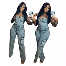 New strapless embroidered jumpsuit pants