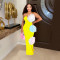 Fashion women's solid color floral dress long skirt