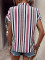 Spring and summer new striped print V-neck batball sleeve shirt for women