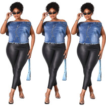 Versatile slim fit jacket, vest top, one shoulder T-shirt top, denim jacket