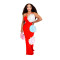 Fashion women's solid color floral dress long skirt