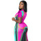 Full body positioning printed round neck short sleeved jumpsuit long skirt
