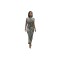 Black and white ink wash random wash printed pit stripe thread short sleeved dress