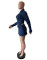 Hot selling denim stretch washed long sleeved skirt set