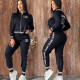 Fashionable and casual temperament threaded embroidery zipper jacket set