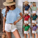 Spring and summer new round neck double ruffle sleeves casual top for women