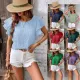 Spring and summer new round neck double ruffle sleeves casual top for women
