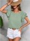 Spring and summer new round neck double ruffle sleeves casual top for women