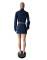 Hot selling denim stretch washed long sleeved skirt set