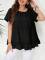 New women's solid color round neck ruffled hem short sleeved top   8 COLORS
