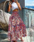 Fashionable retro printed high waisted wide leg pants, casual loose women's pants