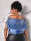 Versatile slim fit jacket, vest top, one shoulder T-shirt top, denim jacket