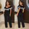 Fashion women's sleeveless deep V-jumpsuit solid color new style