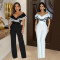 Fashion women's sleeveless deep V-jumpsuit solid color new style