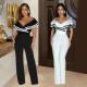 Fashion women's sleeveless deep V-jumpsuit solid color new style
