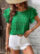 Spring and summer new round neck double ruffle sleeves casual top for women