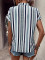 Spring and summer new striped print V-neck batball sleeve shirt for women
