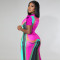 Full body positioning printed round neck short sleeved jumpsuit long skirt