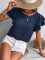 Spring and summer new round neck double ruffle sleeves casual top for women