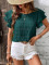Spring and summer new round neck double ruffle sleeves casual top for women