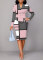 Sexy and fashionable digital printed short sleeved white-collar women's dress