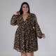 Plus size women's solid color plus size fat woman long sleeved shirt skirt