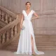 Summer velvet collar chiffon slit elegant slim fit banquet women's evening dress