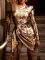 New oblique shoulder solid color dress, mid skirt