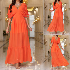 Casual mid sleeve slim fit European and American women's dress