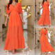 Casual mid sleeve slim fit European and American women's dress