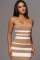 Sexy and fashionable striped shoulder strap one neck strapless dress