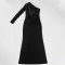 Single shoulder long sleeved slit waist bag and hip sequin dress