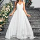 Strap V-neck new large skirt solid color Amazon elegant slim fit sleeveless wedding dress