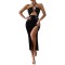 Strap hanging neck slit slim fit sequin dress