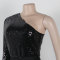 Single shoulder long sleeved slit waist bag and hip sequin dress