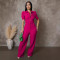 Personalized line splicing short sleeved sports fitness jumpsuit