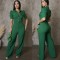 Personalized line splicing short sleeved sports fitness jumpsuit